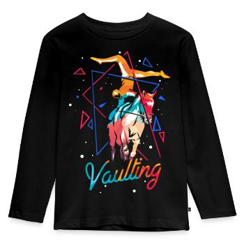 Schwungvolle Voltigiererin Turnierkür - Kinder Premium Bio Langarmshirt - Schwarz - Vorne - AI Model Kid Male (0cm)