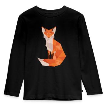 Low-Poly Fuchs Illustration Orange - Kinder Premium Bio Langarmshirt - Schwarz - Vorne - AI Model Kid Male (0cm)