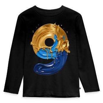 NR. 9 NUMMER 9 COOL 9. GEBURTSTAG - Kinder Premium Bio Langarmshirt - Schwarz - Vorne - AI Model Kid Male (0cm)