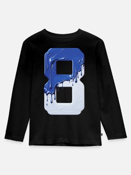 NR. 8 NUMMER 8 BLAU WEIß 8. GEBURTSTAG - Kinder Premium Bio Langarmshirt - Schwarz