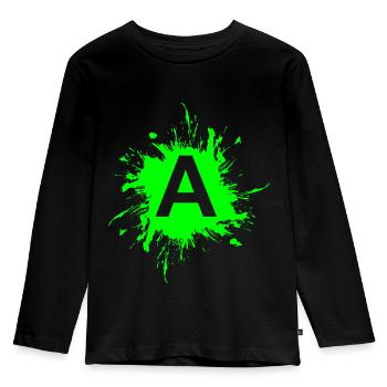 Team A Buchstabe A Anfangsbuchtabe - Kinder Premium Bio Langarmshirt - Schwarz - Vorne - AI Model Kid Male (0cm)