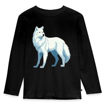Arktischer Wolf Bunte Aquarell-Karikatur Kawaii Ani - Kinder Premium Bio Langarmshirt - Schwarz - Vorne - AI Model Kid Male (0cm)