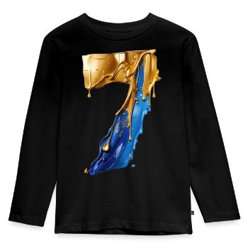 NR. 7 NUMMER 7 COOL 7. GEBURTSTAG - Kinder Premium Bio Langarmshirt - Schwarz - Vorne - AI Model Kid Male (0cm)
