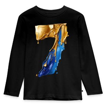 NR. 7 NUMMER 7 COOL 7. GEBURTSTAG - Kinder Premium Bio Langarmshirt - Schwarz - Vorne - AI Model Kid Male (0cm)