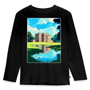 Attingham Park Shropshire Reiseposter Souvenir - Kinder Premium Bio Langarmshirt - Schwarz - Vorne - AI Model Kid Male (0cm)