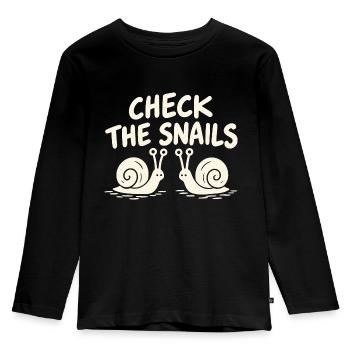 Check the Snails. Mein Hirn ist durch. - Kinder Premium Bio Langarmshirt - Schwarz - Vorne - AI Model Kid Male (0cm)