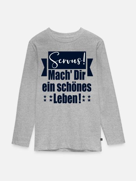 Servus Schönes Leben - Teenager Premium Bio Langarmshirt - Grau meliert