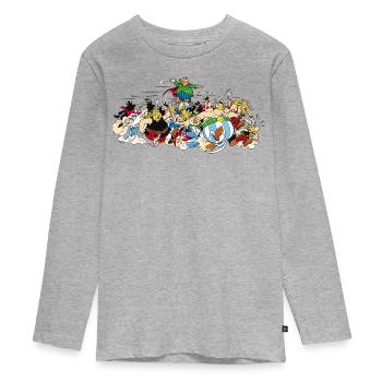 Asterix & Obelix - Attacke - Teenager Premium Bio Langarmshirt - Grau meliert - Vorne