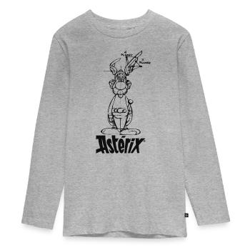 Asterix & Obelix - Asterix Modell - Teenager Premium Bio Langarmshirt - Grau meliert - Vorne