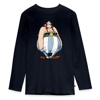 Asterix Obelix Hände In Den Taschen - Teenager Premium Bio Langarmshirt - Navy - Vorne - AI Model Kid Female (0cm)