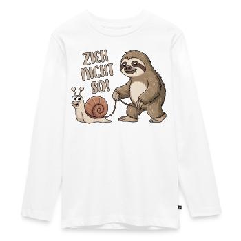 Zieh nicht so - Schnecke und Faultier - Teenager Premium Bio Langarmshirt - Weiß - Vorne - AI Model Kid Female (0cm)