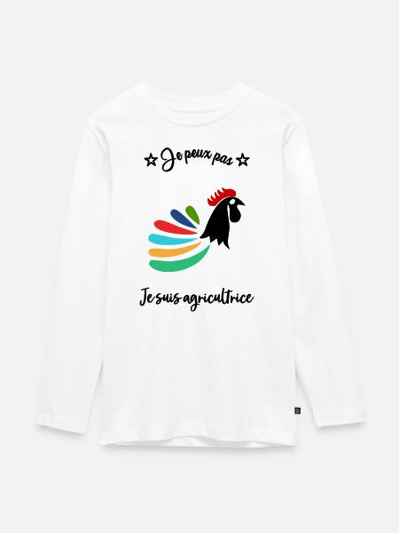 BAUER. BAUER. LANDWIRTSCHAFT. FIRMA - Teenager Premium Bio Langarmshirt - Weiß