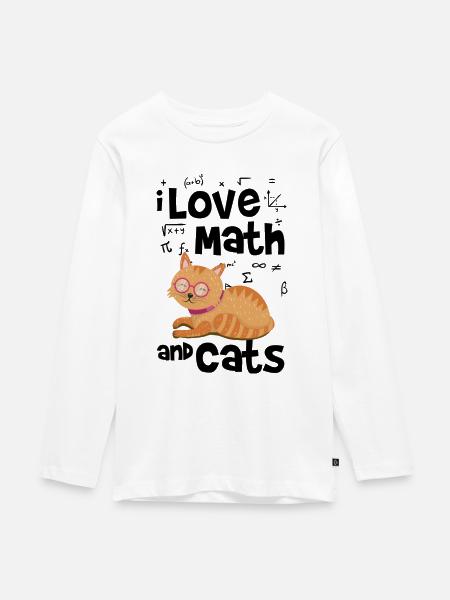 Mathe und Katzen - Teenager Premium Bio Langarmshirt - Weiß