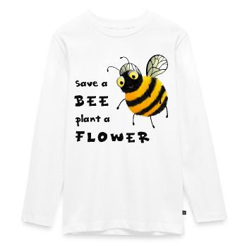 Save a Bee, plant a Flower - Bienen retten - Teenager Premium Bio Langarmshirt - Weiß - Vorne - AI Model Kid Female (0cm)