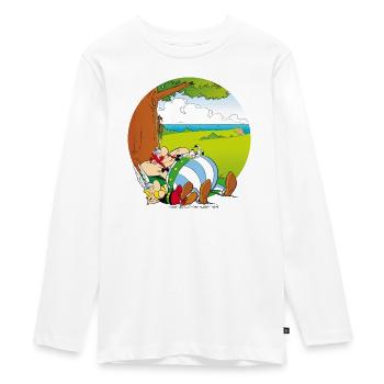 Asterix & Obelix Machen Siesta Mit Idefix - Teenager Premium Bio Langarmshirt - Weiß - Vorne - AI Model Kid Female (0cm)
