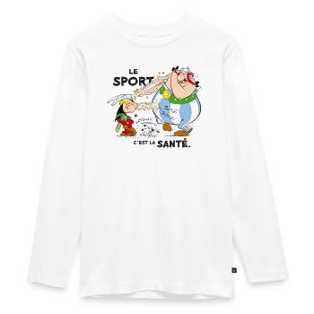 Asterix und Obelix – Sport ist Gesundheit - Teenager Premium Bio Langarmshirt - Weiß - Vorne - AI Model Kid Female (0cm)