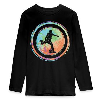 Fußball Spieler Fußballspieler Jungen Fußballer - Teenager Premium Bio Langarmshirt - Schwarz - Vorne - AI Model Kid Female (0cm)