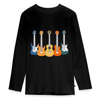 Gitarren - Teenager Premium Bio Langarmshirt - Schwarz - Vorne - AI Model Kid Female (0cm)