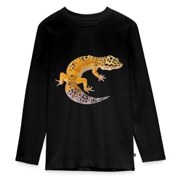 Smaragdgrüner Gecko Terrarienbewohner - Teenager Premium Bio Langarmshirt - Schwarz - Vorne - AI Model Kid Female (0cm)