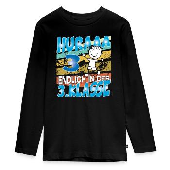 Kinder Schule Einschulung Junge 3 Klasse - Teenager Premium Bio Langarmshirt - Schwarz - Vorne - AI Model Kid Female (0cm)