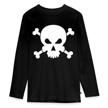 Schädel & Knochen Muster - Teenager Premium Bio Langarmshirt - Schwarz - Vorne - AI Model Kid Female (0cm)