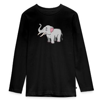 Elephant Afrika Safari Tiere Tier Kinder - Teenager Premium Bio Langarmshirt - Schwarz - Vorne - AI Model Kid Female (0cm)