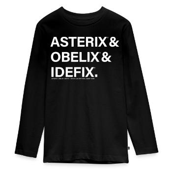 Asterix & Obelix & Idefix Namenschriftzug - Teenager Premium Bio Langarmshirt - Schwarz - Vorne - AI Model Kid Female (0cm)