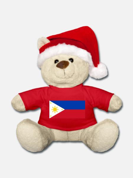 Philippinen – Flagge, stilvolles Sonnen-Thema - Weihnachtsteddy - Rot