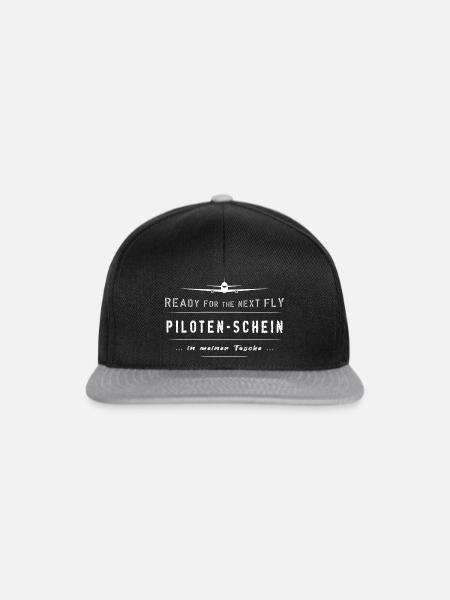 Pilotenschein Flieger - Snapback Cap - Schwarz/Grau