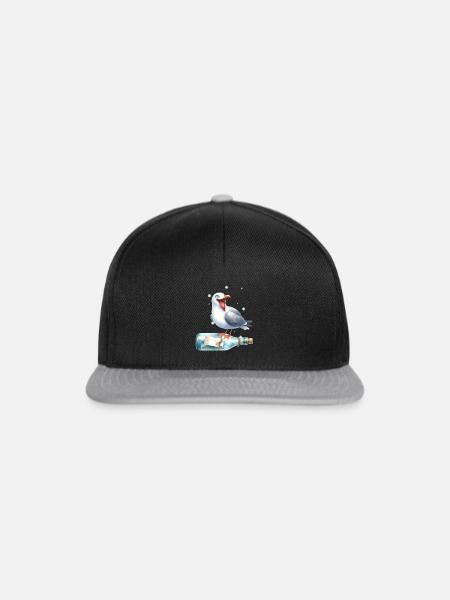 maritim Möwe Flaschenpost Möwen - Snapback Cap - Schwarz/Grau
