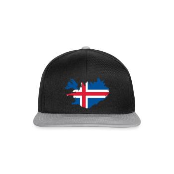 Island Flagge Landkarte - Snapback Cap - Schwarz/Grau - Vorne