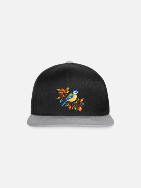 Blaumeise im bunten Herbst - Snapback Cap - Schwarz/Grau