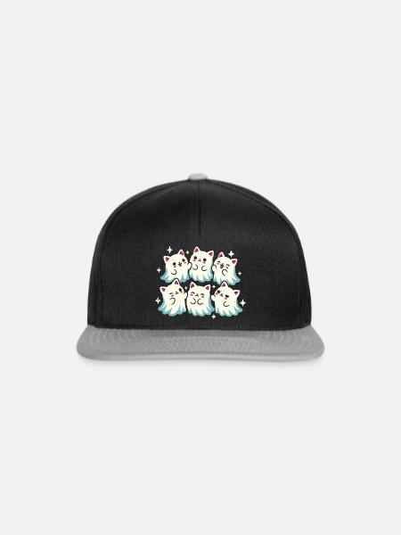 Kawaii Geisterkatzen - Snapback Cap - Schwarz/Grau