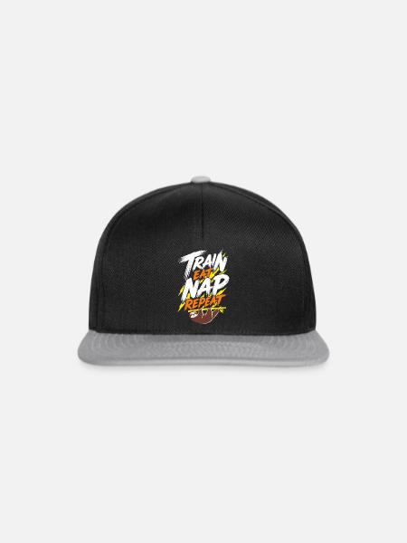 Faultier – Train Eat Nap Repeat - Snapback Cap - Schwarz/Grau