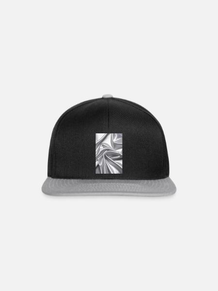 Silberne Satinwellen Stofffluss - Snapback Cap - Schwarz/Grau