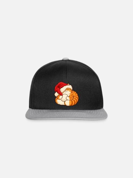 Weihnachten - Schlafendes Weihnachtskätzchen - Snapback Cap - Schwarz/Grau