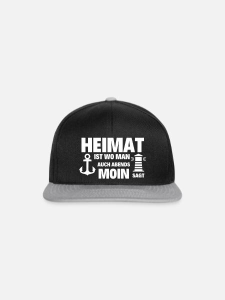 Heimat Moin Leuchtturm Möwe Nordsee - Snapback Cap - Schwarz/Grau