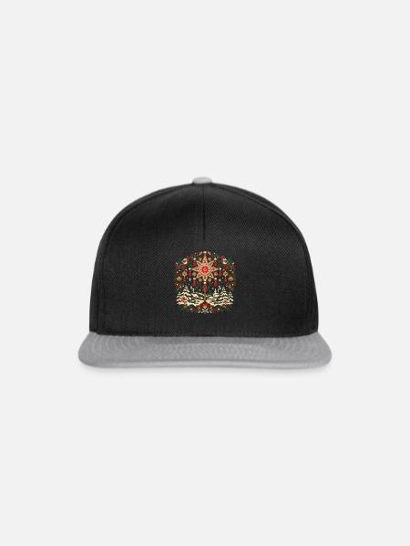 Polnische Weihnachtslieder-Stern-Volkskunst - Snapback Cap - Schwarz/Grau