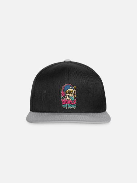 Totenkopf mit Kopfhörern – Beats Not Bones - Snapback Cap - Schwarz/Grau