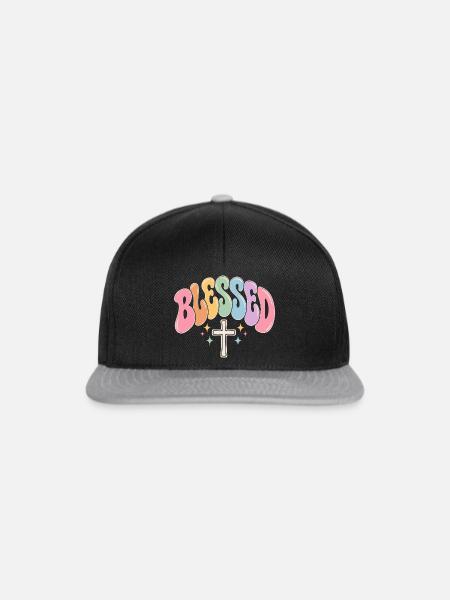 Pastell Kreuz Segensdesign - Snapback Cap - Schwarz/Grau