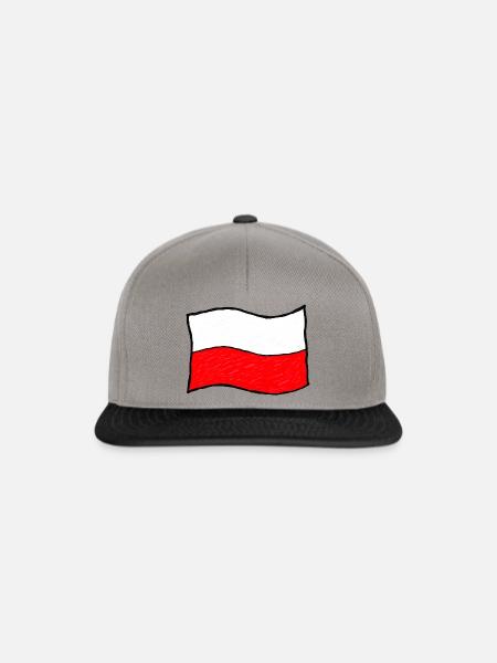 Handgezeichnete polnische Flagge - Snapback Cap - Graphit/Schwarz