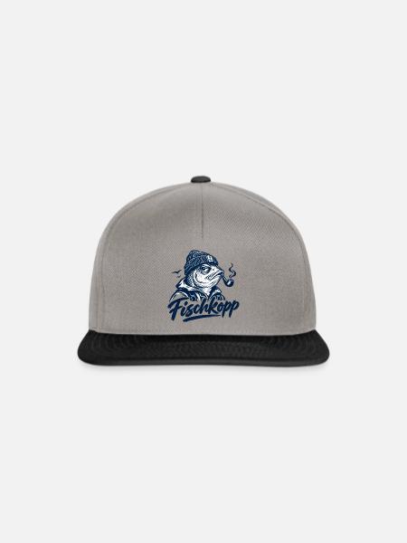 Fischkopp - Fisch - Nordsee - Ostsee - Spruch - Snapback Cap - Graphit/Schwarz