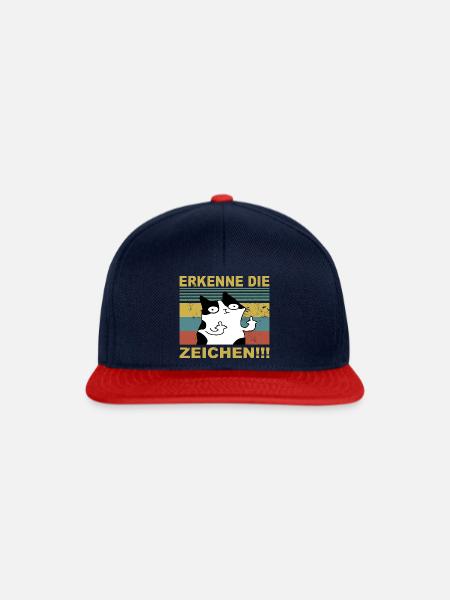 Erkenne die Zeichen Lustige Katze - Snapback Cap - Navy/Rot