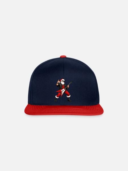 Rockender Weihnachtsmann mit Flying-V - Snapback Cap - Navy/Rot