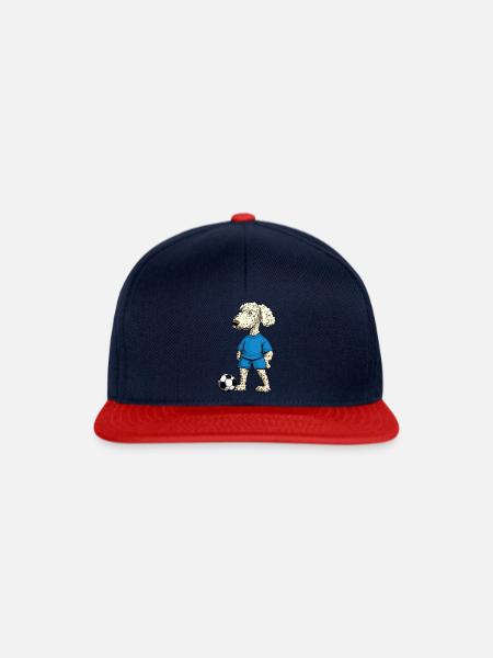 Pudel Fussballer Hund - Snapback Cap - Navy/Rot