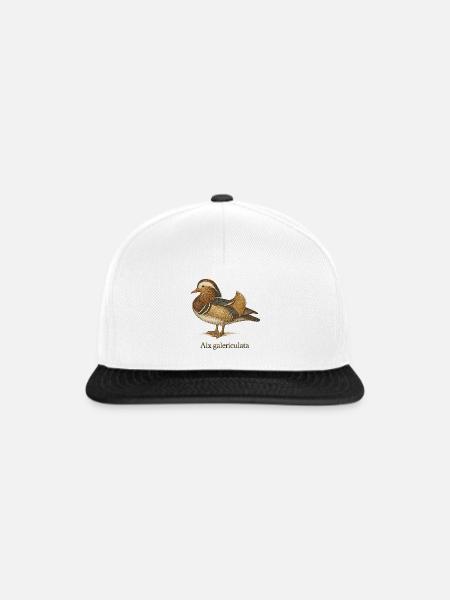 Mandarinente – Ornithologie Illustration - Snapback Cap - Weiß/Schwarz