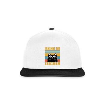 ERKENNE DIE ZEICHEN Mittelfinger Katzen Geschenk - Snapback Cap - Weiß/Schwarz - Vorne