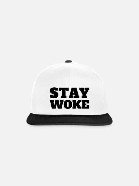 Stay Woke - Snapback Cap - Weiß/Schwarz
