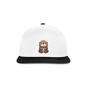 Seeotter-Karikatur-Kawaii-Aquarellillustration - Snapback Cap - Weiß/Schwarz - Vorne