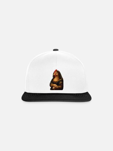 Mona Lisa als Huhn - Snapback Cap - Weiß/Schwarz